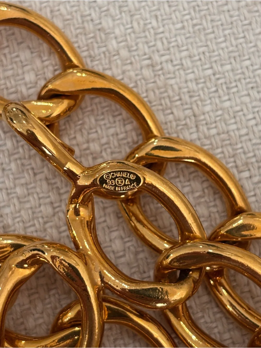Authentic CHANEL gold plated chain belt big CC charm 92cm long
